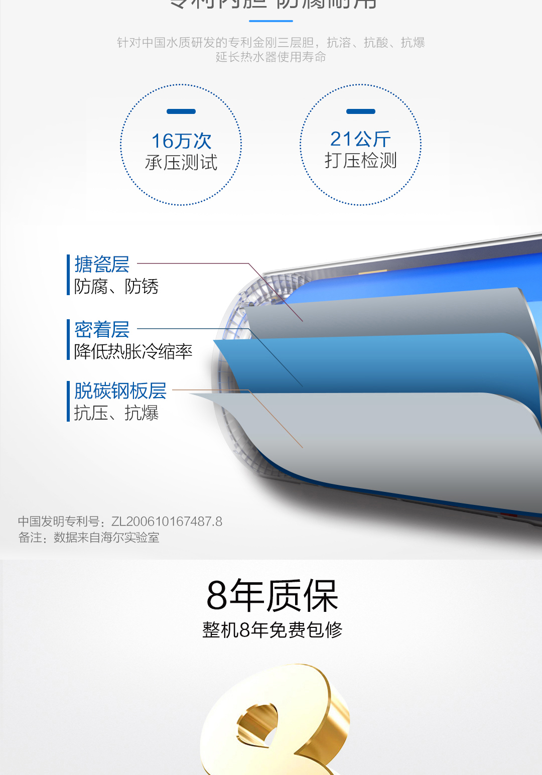 bình nóng lạnh Haier / Haier EC8002-ME3 (U1) 80 lít nước nóng thông minh bình nóng lạnh nhà tắm - Máy đun nước bình nóng lạnh picenza 30l