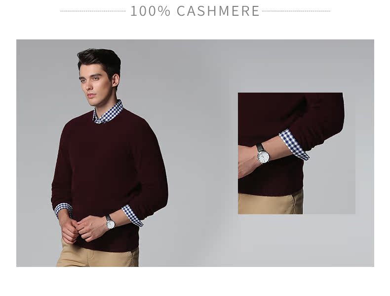 Como Boca mùa đông mới cashmere áo len nam rắn màu đáy áo len cổ tròn đơn giản lỏng áo len