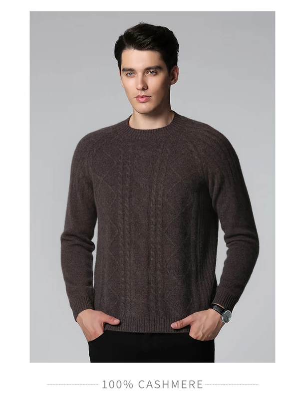 Como Boca mùa đông mới cashmere áo len nam vòng cổ cơ sở dày rắn màu áo len raglan tay áo len