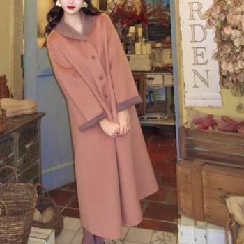 乔与乔伊 甜橙拿铁 法式复古肉桂色双面羊毛大衣