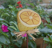 Summer Clear Barn Hand Carved Colored Drawing Wood Fruit Plug-in Flower Pot balcony Decorative Lemon