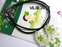 Europa Clover Hand and Foot Couple Slim Luminous Pendant Leather Rope Bracelet OQL30JSY10