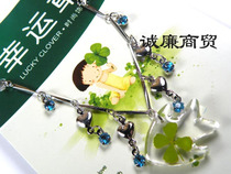 Europa Clover Series Fish Slim Transparent Pendant Metal Anklet OSL075JL08A