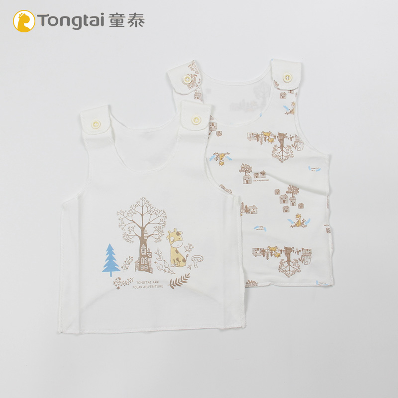 Tongtai quần áo sơ sinh bé bông vai nhỏ mở nửa trở lại bụng vest top 0-6 tháng bé cơ thể.