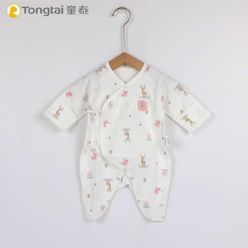 Tong Tai Baby Even Body Clothes Spring Autumn Newborn Baby Partial Open Butterfly Khacoat 0-3 Month Pure Cotton Long Sleeve Climbing Suit