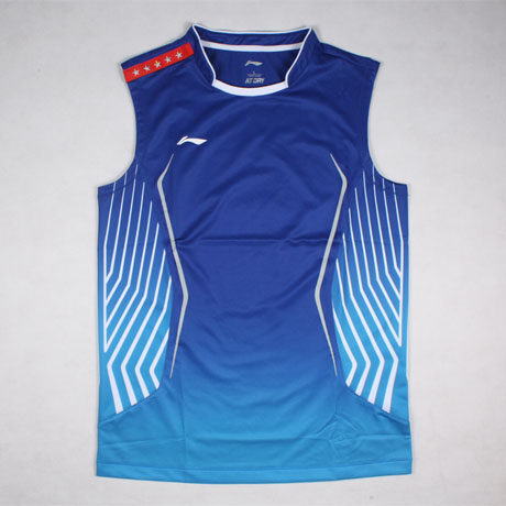 Li Ning AAYJ121-2 Blue Sleeveless Badminton Contest Suits China National Team Badminton Suit