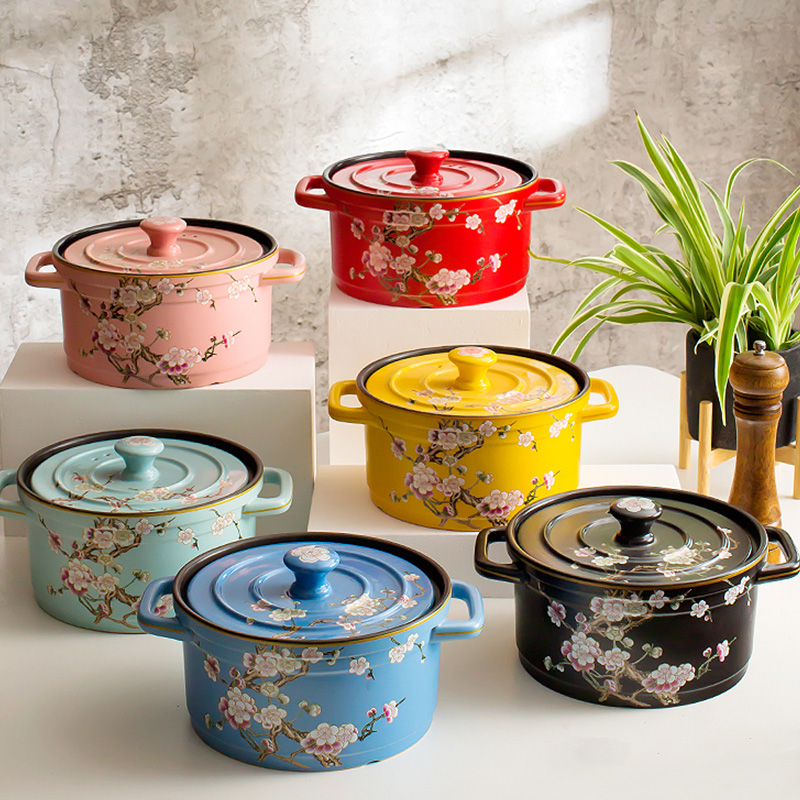 Jingdezhen flower high-grade high-temperature resistant household ceramic open fire casserole tangbao hot pot soup porridge stewed stone pot