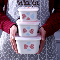 Salad Bowl fresh bowl fruit square ceramic sealed small microwave oven with lid instant noodles girl heart portable lunch box