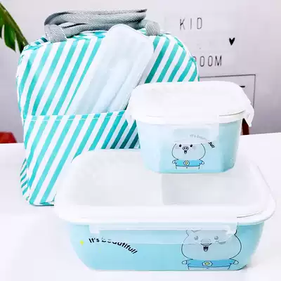 Split lunch box ceramic with lid multifunctional Japanese lunch box microwave oven for office workers large capacity fat reduction lunch box