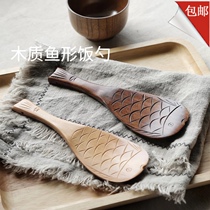 Electric rice cooker spoon rice shovel spoon rice spoon wooden fish shaped rice cute non-stick rice spoon rice cooker spatula