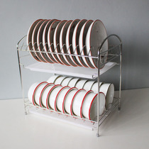 Stainless steel dish rack Dish cabinet table storage drain and dry bowl rack Dish rack two-layer short section