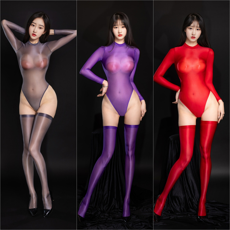 Little Monster: [Shikigami] High-Elasticity Body-Shaping Sexy Ultra-Thin Transparent Swimsuit Bodysuit Tight-Fitting Lingerie Stockings