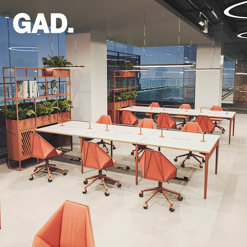 GAD minimal modern office staff desk and chair combined four - person six - person screen long tables