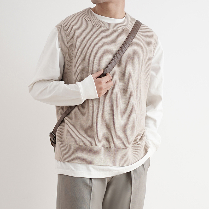 Shijoin Original Fundajoin Custom-Dyed Smoky Apricot Round Neck Vest Sweater 200413 Loose Knitwear Trendy