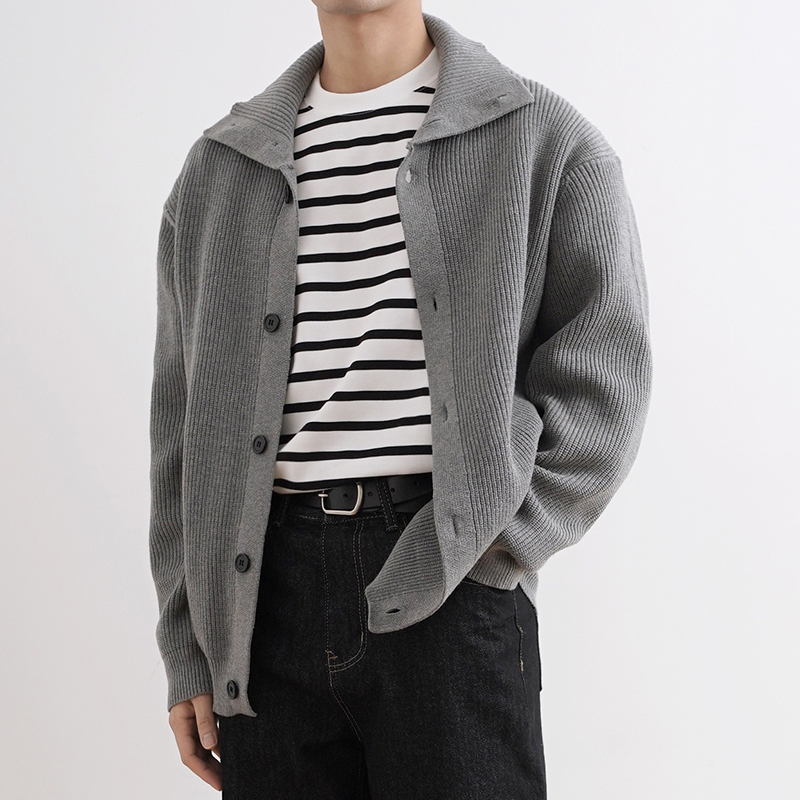 Shijoin New Gray Knitted Sweater Cardigan with Stand-Up Collar, Reversible, Heavy, Soft and Lazy Style Jacket for Men 200122 Shijoin New Gray Knitted Sweater Cardigan with Stand-Up Collar, Reversible, Heavy, Soft and Lazy Style Jacket for Men 200122