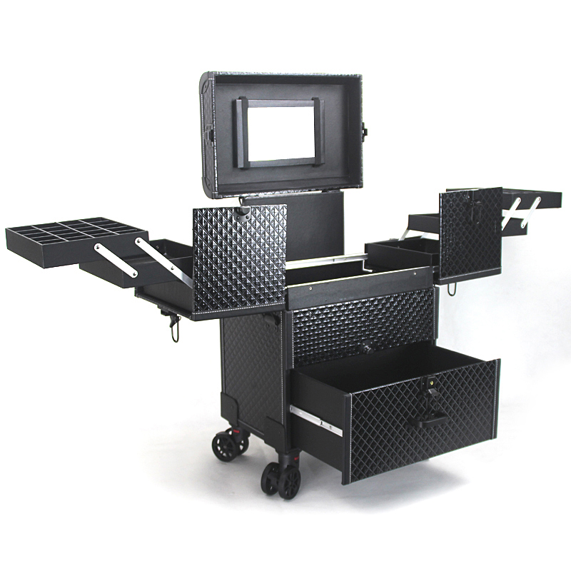 Large-capacity trolley makeup box professional makeup artist portable portable multi-layer beauty nail embroidery tool storage box