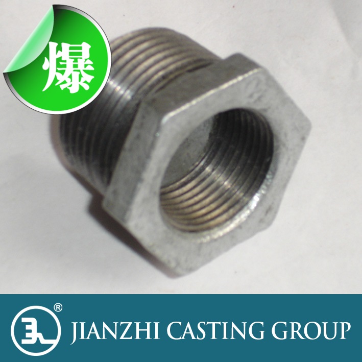 Tangshan Jianzhi cold-galvanized square-side steel pipe fittings, galvanized filling core, different diameter head, internal thread directly
