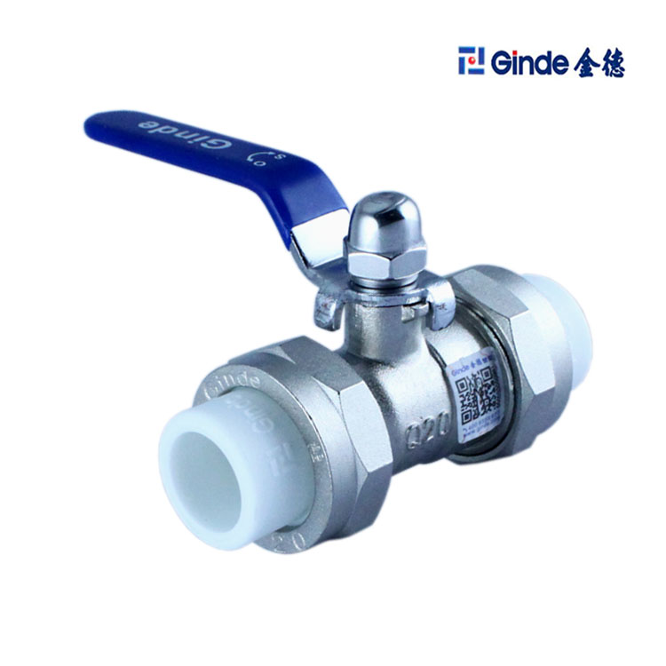 Special offer Ginde Jinde PPR pipe fittings double hot melt live knot ball valve white green yellow three