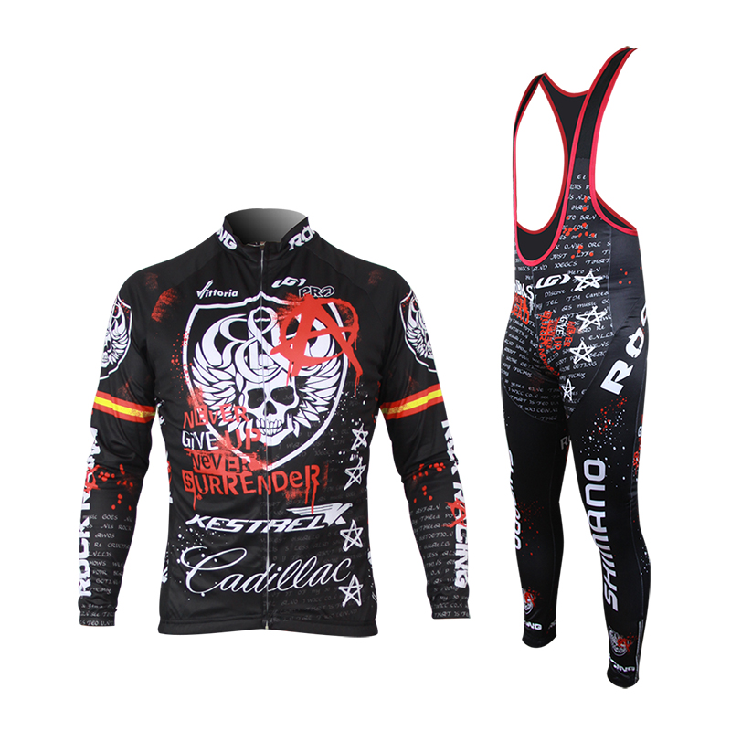 Fleet version of silicone mat thin grab - duvet cycling suit long sleeve suit long pants white black spring and summer male general use