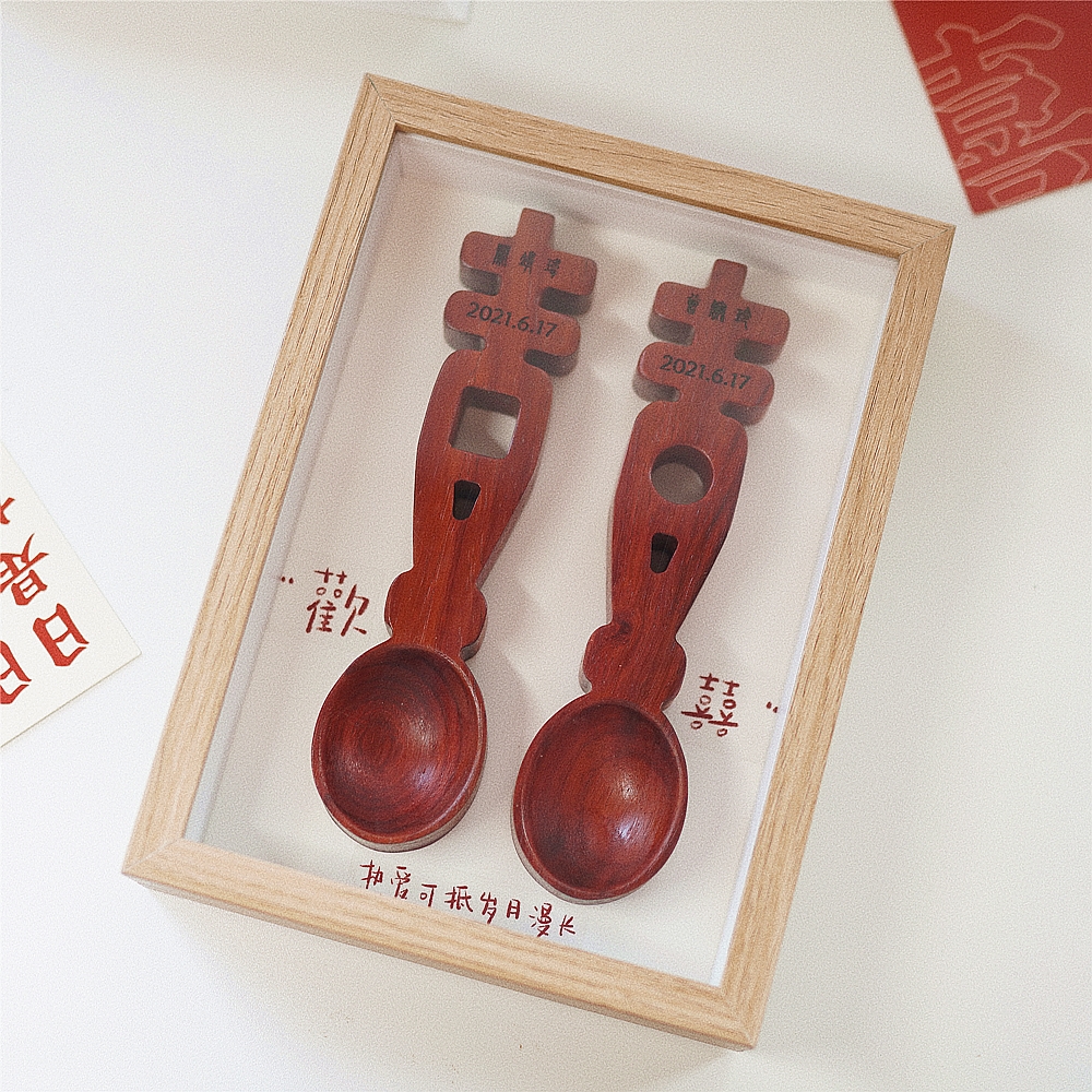 Joe's small workshop is a square spoon hand for wedding wooden spoon black walnut wooden gift wedding safflower pear