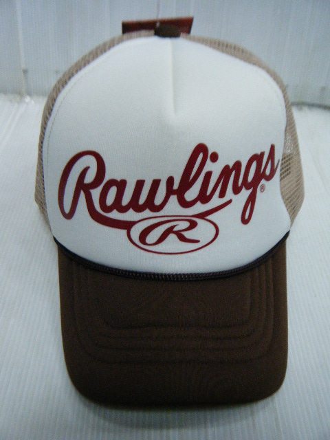 Rawlings BR LOGO Baseball Cap Practice Sports Hat Mesh Cap Coffee X White Adjustable