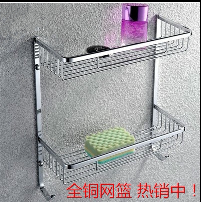 Export German multi-function basket double layer with clothing hook shelf bathroom full copper square shelf toilet basket