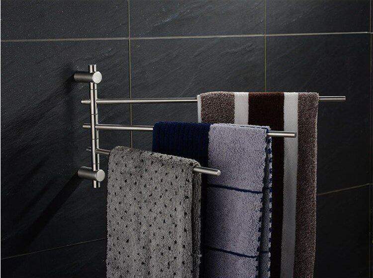 Export German 304 stainless steel drawing towel rack 360 degree rotating active towel rod without rust