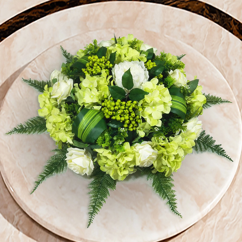 Table Flower Emulation Flower Turntable Pendulum Flowers Round Fake Flowers Terrace Flowers Hotel Restaurant Great Round Table Flower Decoration Pendulum-Taobao