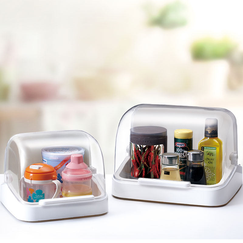 Japan imports asvel cover-lift style transparent and versatile containing box mug bottle kitchen seasoned bottle shelve