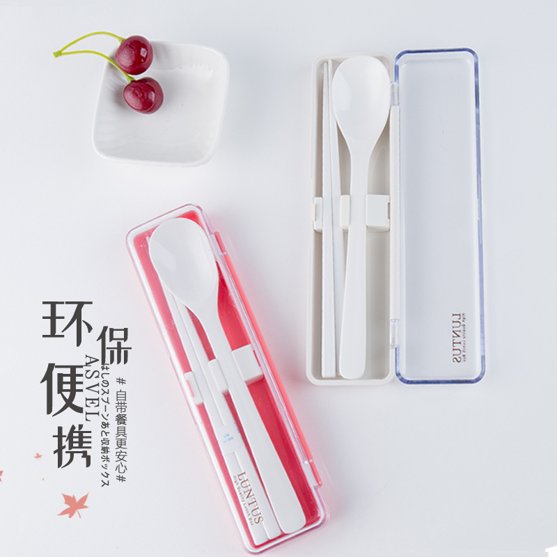 Japanese asvel tableware kit Japanese chopstick kit spoon environmental chopstick spoon package travel portable tableware box set