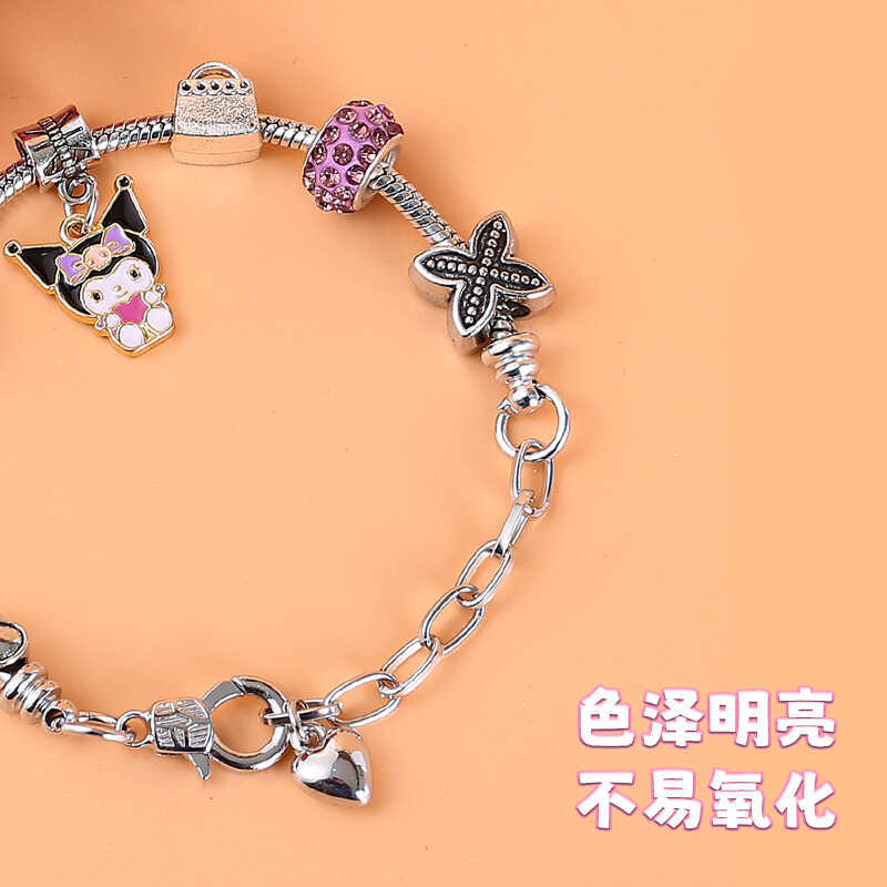 Sanrio Genuine Pandora Beaded Bracelet Kidsren's Girls' Jewelry Set Kuromi Cinnamon Dog Melody Sanrio Genuine Pandora Beaded Bracelet Kidsren's Girls' Jewelry Set Kuromi Cinnamon Dog Melody