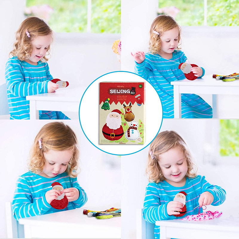 Child Sewing Christmas Doll Material Bag Christmas Tree Girl Handmade Gift Diy Toy 5-6-7-8 years old 