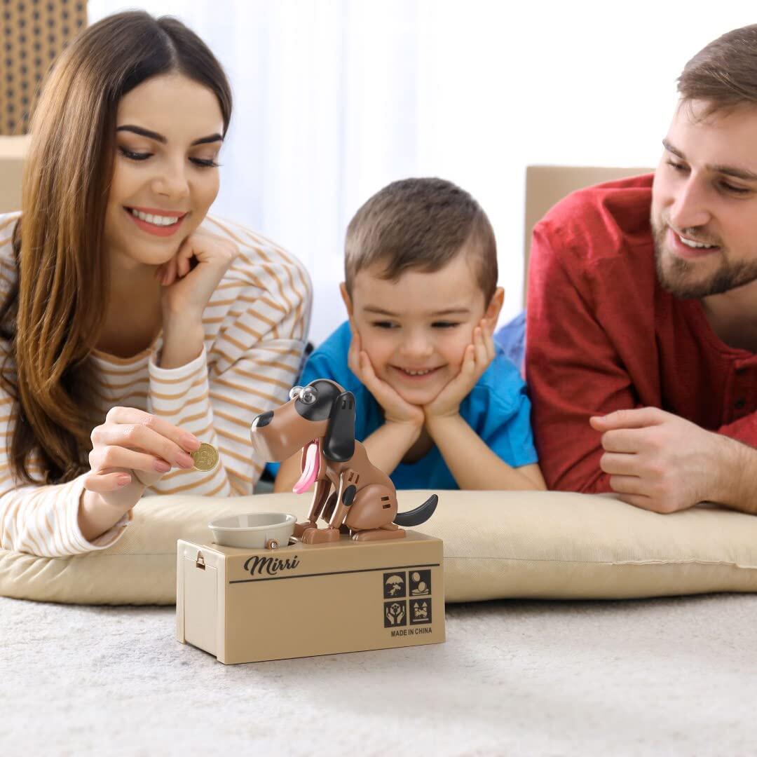 Exit European and American Foreign Trade Flush Pickup Electric Induction Puppies Eat Coin Savings Pot Deposit Cashbox Creative Toys 