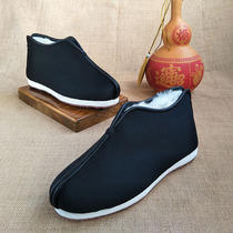 Old Beijing cloth shoes thousand-layer bottom cotton shoes winter warm sheepskin fur one Chinese style national wind dress daddy shoes