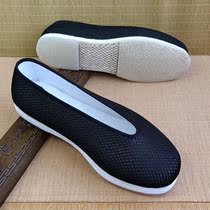 2021 old Beijing cloth shoes men summer breathable young middle-aged lightweight flat heel casual one pedal round head