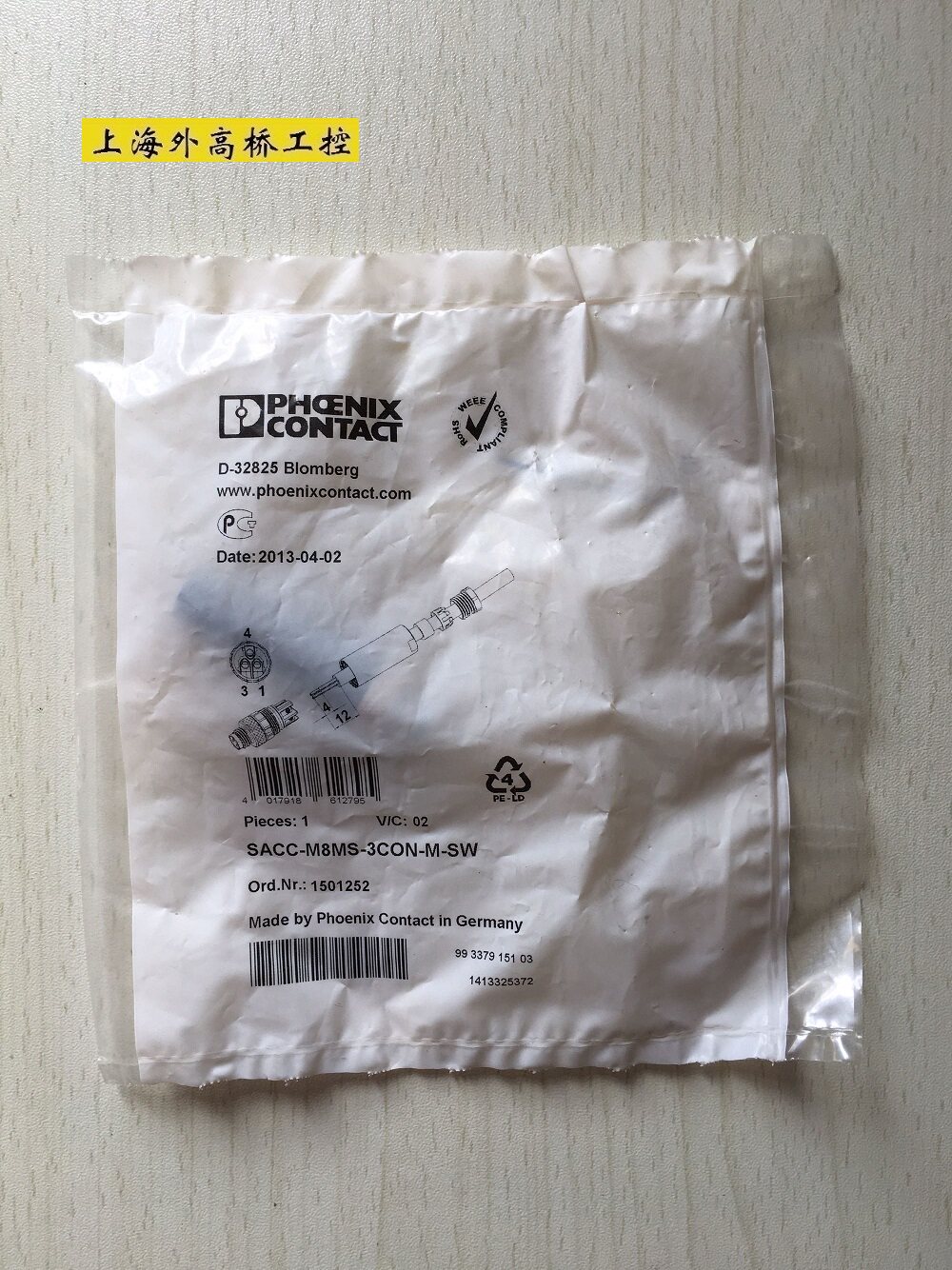 Phoenix original spot connector - SACC-M 8MS-3CON-M-SW - 1501252