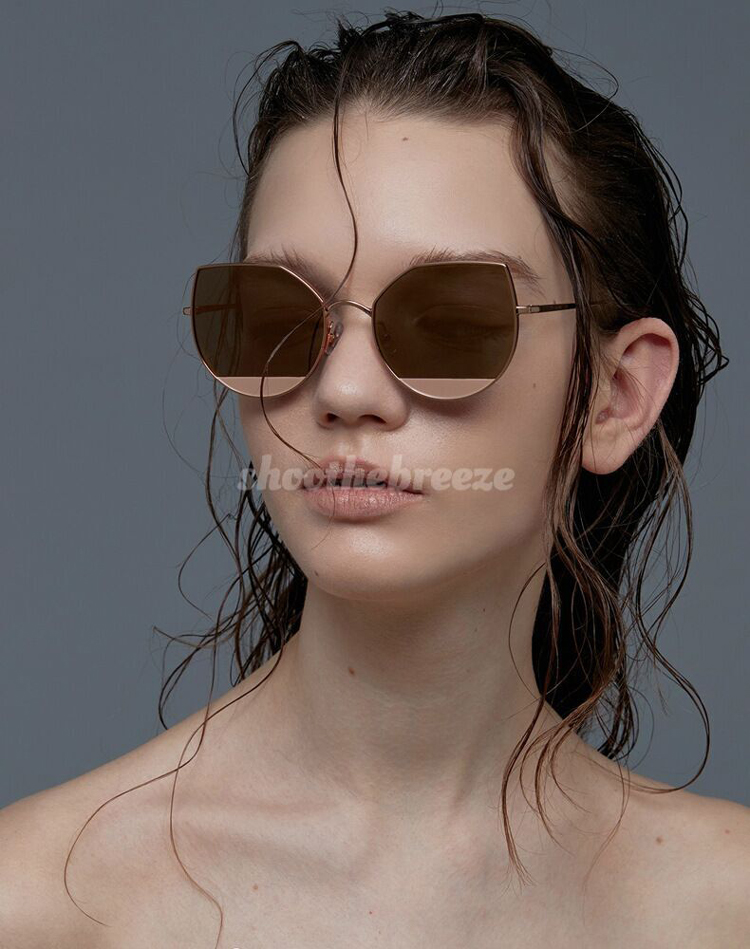 STB / 2017 Kết cấu nâng cao Màu cà phê Gradient Lens Kim loại Khung tròn Kính râm kính gọng vuông