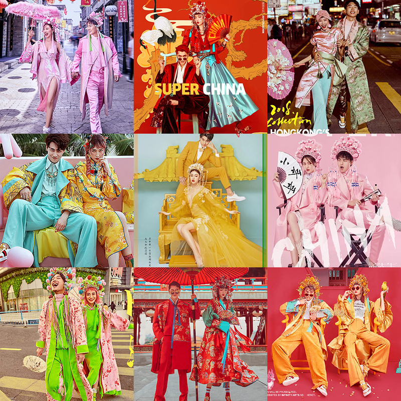 Photo Studio Themed Clothing for Couples, Outdoor Street Photography, Chinese Style Cheongsam, National Trend Fashion Mix and Match Costume, Hot Pot Outfit