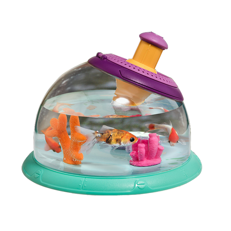 Small fish tank children creative multifunction small desktop Mini spectator small goldfish portable mesh red watch turtle cylinder