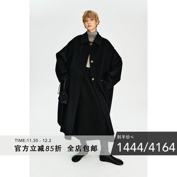 MRS Studios 100%羊毛 气质时髦 经典翻领金扣双面呢大衣