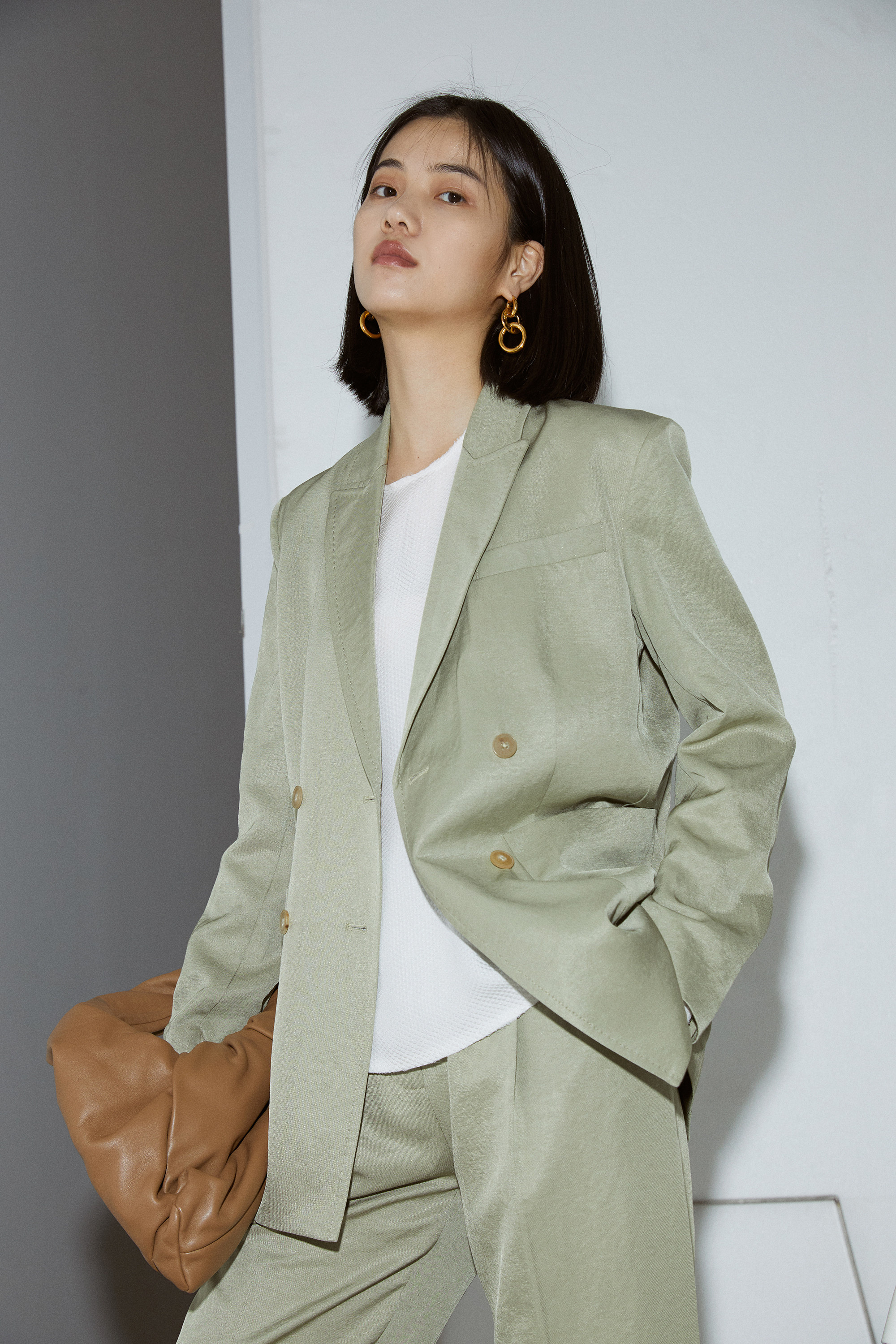 MRS Studios Japan imported triacetate linen arch needle process double-breasted suit two-piece suit