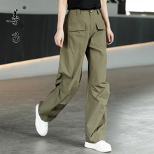 2024 Pure Cotton Shanji Straight Tube Summer Pants Thin New Casual Pants Loose Women's Army Green Retro American Work Pants