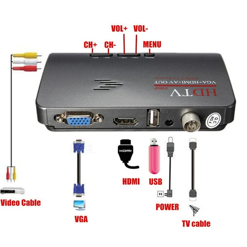 HD DVB-T2 DVB-T High-Definition Converter Dual Interface HDMI VGA MPGA4 Цифровой подставной вариант