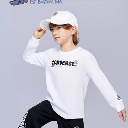 【滑板图案】匡威童装男童长袖T恤2025冬季新款柔软亲肤套头百搭