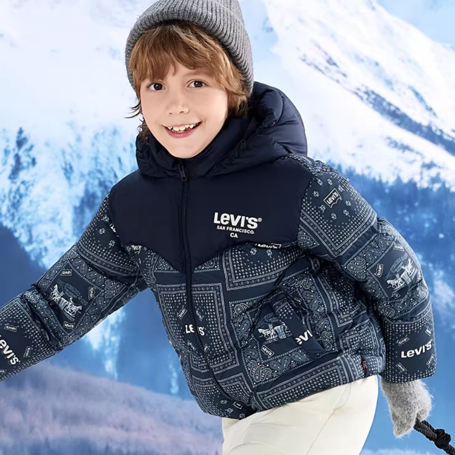 【防泼水】李维斯儿童羽绒服男童外套2025冬季保暖加厚童装面包服