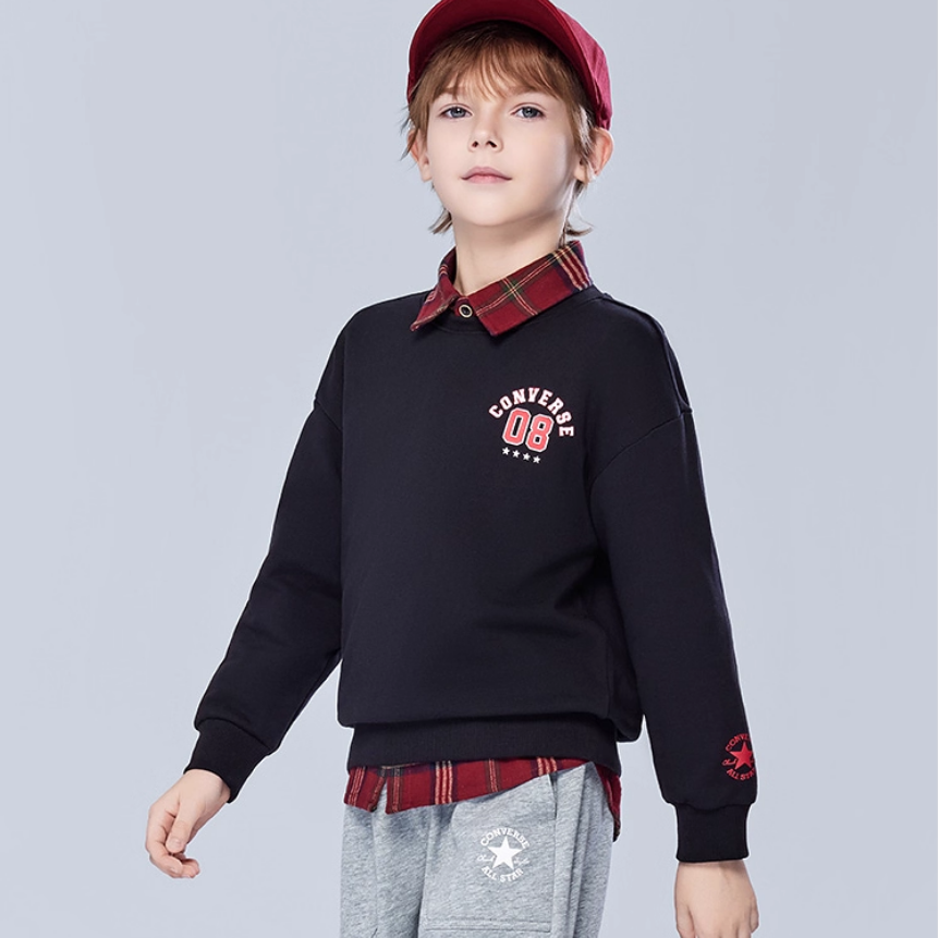 匡威童装男童卫衣2025秋季新款复古印花百搭多色中大童舒适休闲