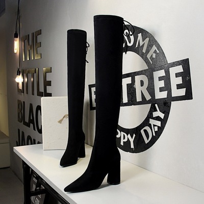 17221-3 In Europe and the fall and winter fashion contracted thick with sexy high-heeled suede tines nightclub show thin