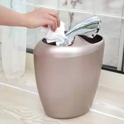 Creative European simple rocking lid trash can household dressing room bedroom living room kitchen with lid trash can paper basket
