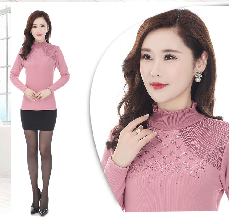 Mùa thu đông 2018 quý cô mới cộng với áo nhung dày cổ cao áo ấm ấm size lớn mặc đồ lót nhiệt áo giữ nhiệt cho bé