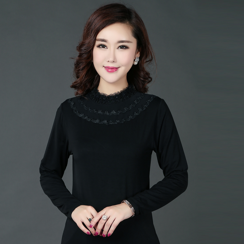 2018 womens top đồ lót nhiệt cộng với nhung dày Mordale rắn màu đáy-out lớn mã áo ren bên ngoài.